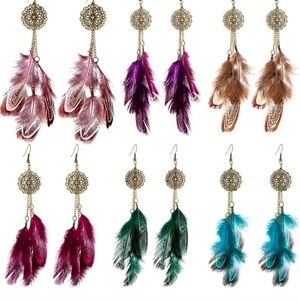 Bohemian Feather Dangle Earrings
